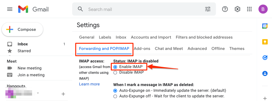 Enable IMAP in Gmail image 2