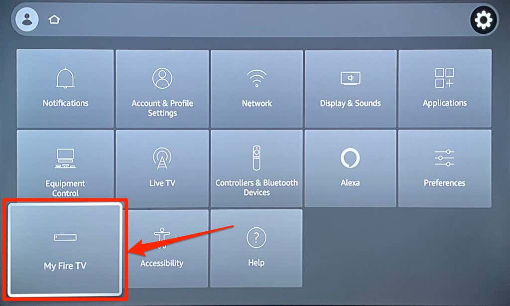 selecting My Fire TV in Fire TV stick settings