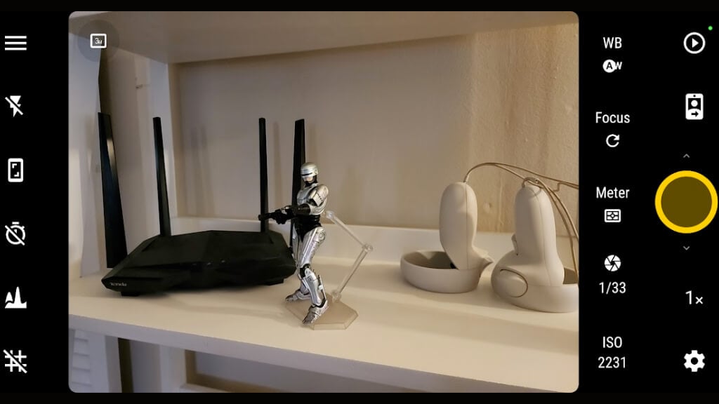 Interface of a third-party camera app