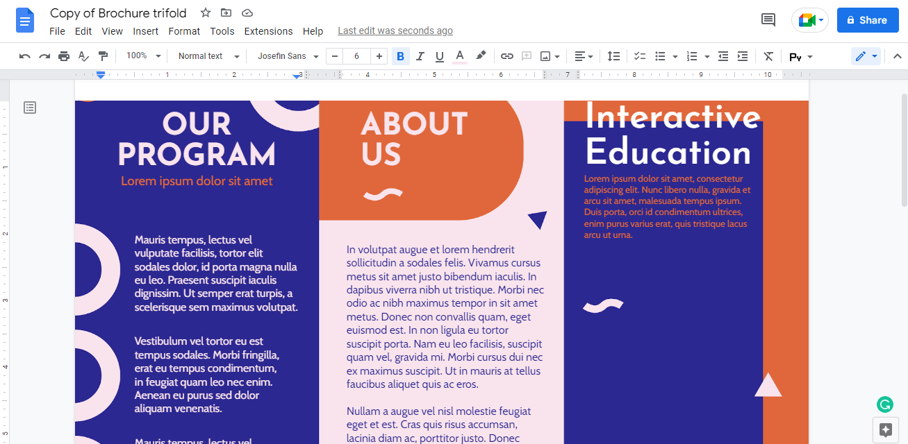 Google Doc Pamphlet Template