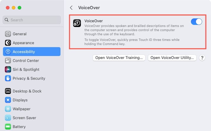 Use VoiceOver on Mac image