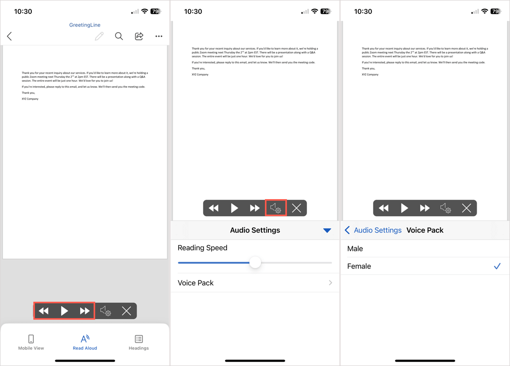 Use Read Aloud in Word in the Mobile App image 2