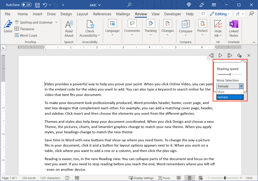 Use Read Aloud in Word on the Desktop image 3