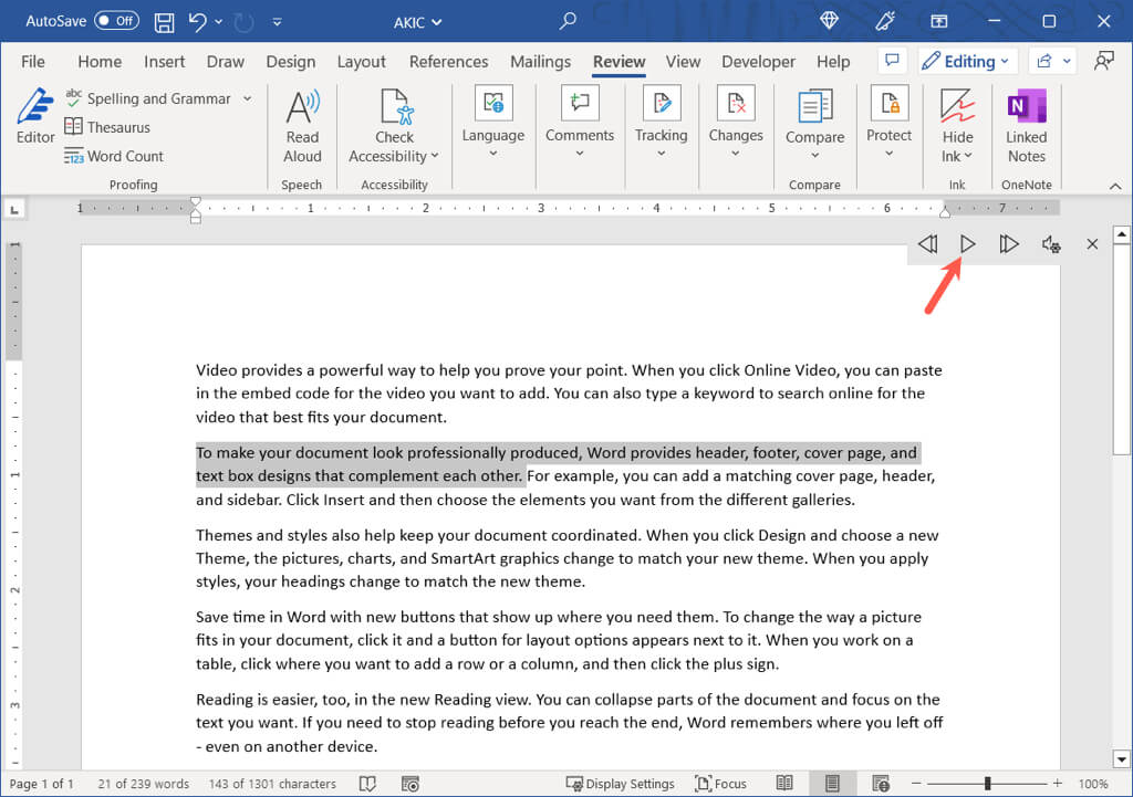 Use Read Aloud in Word on the Desktop image 4