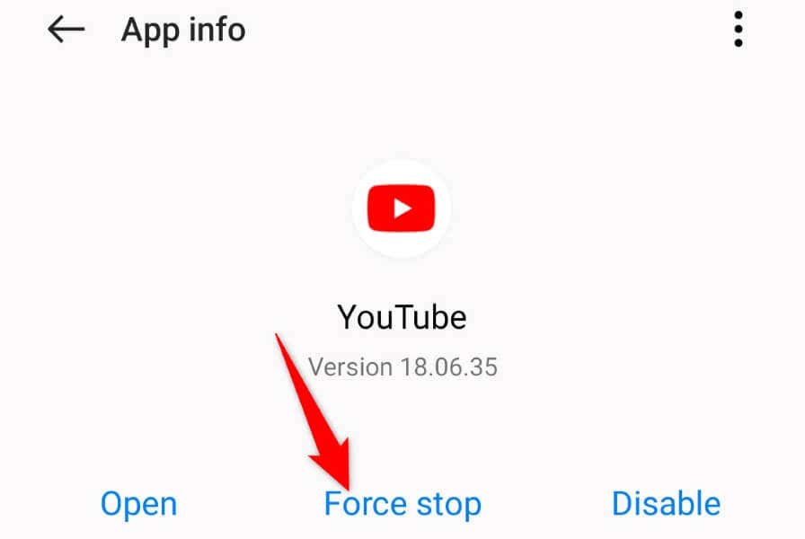 Force close the YouTube app