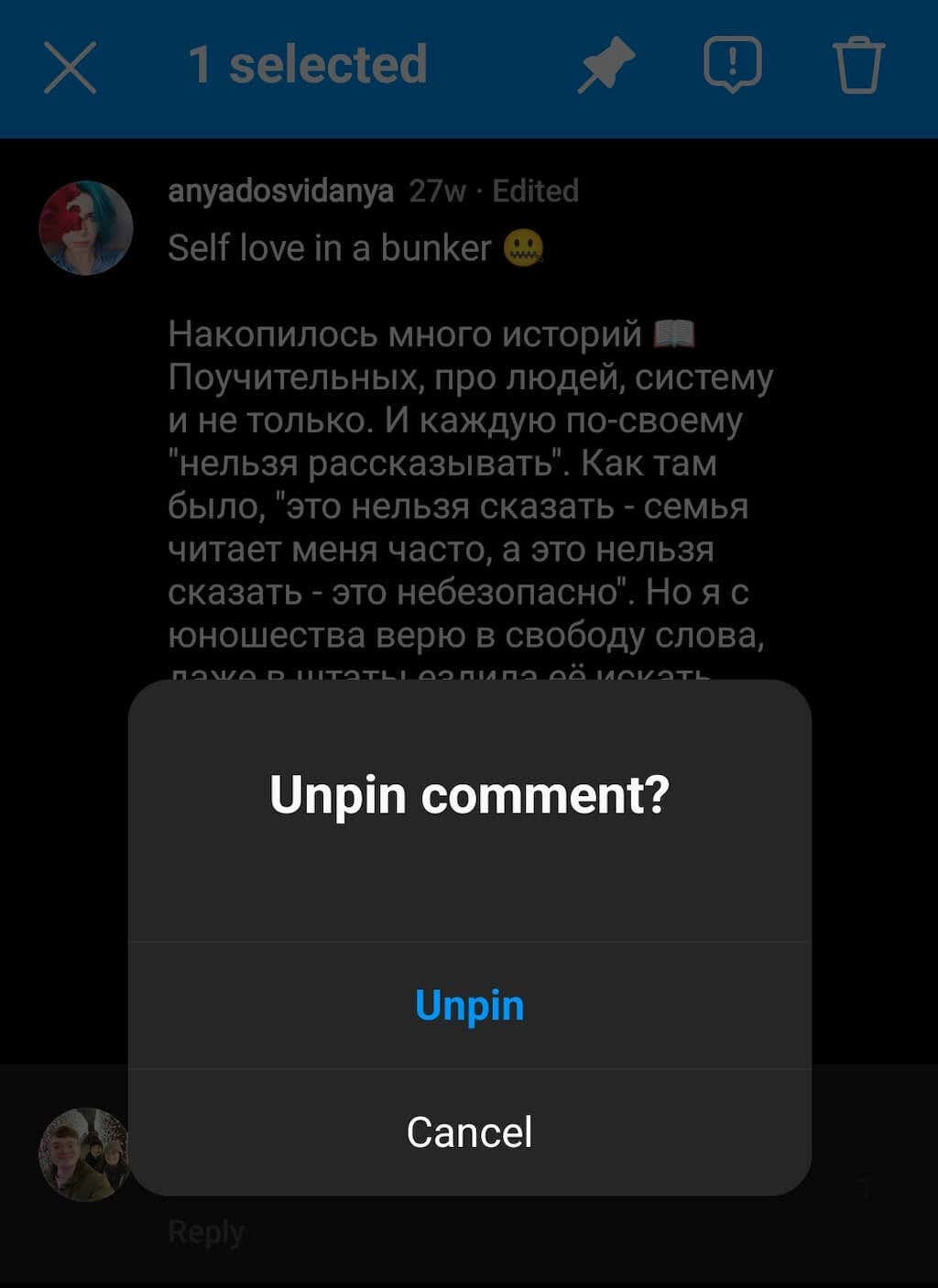 How to Unpin a Comment on Instagram image