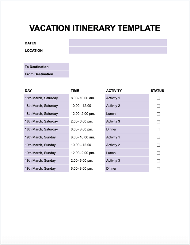 Vacation Itineraries image 3