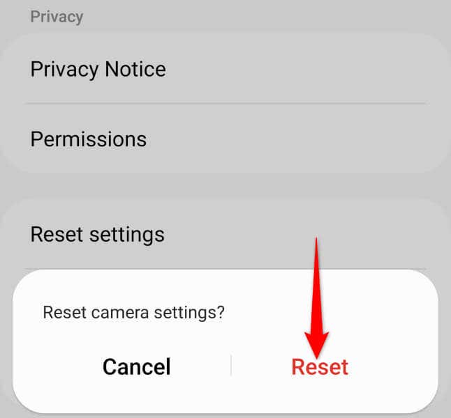 Reset Your Camera App Settings image
