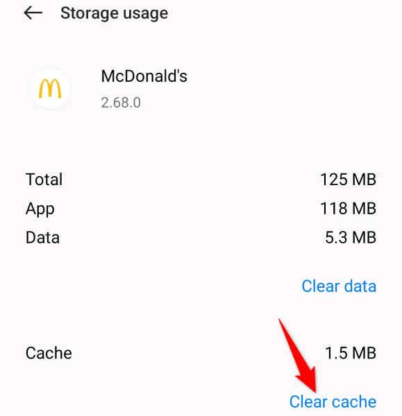 Clear McDonald’s App Cache image