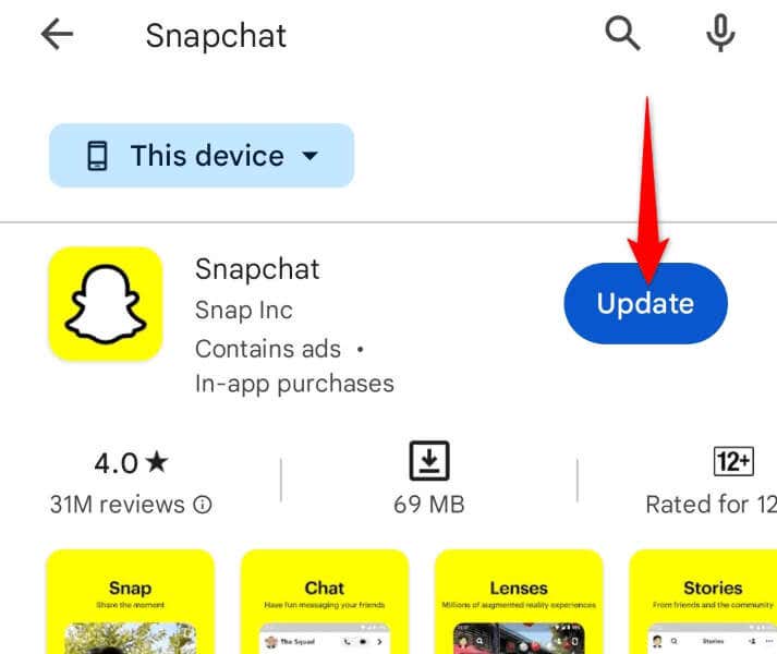 Fix Snapchat Support Code C14A by Updating Your App image