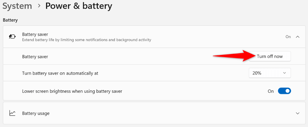 Disable Battery Saver Mode on Windows 11 image 2