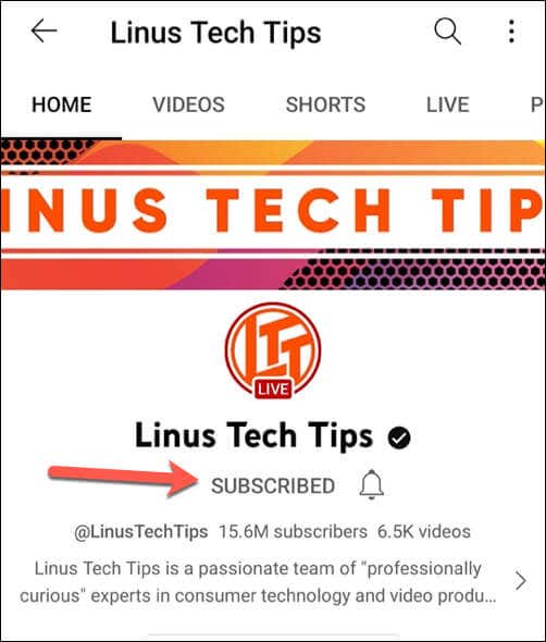 How to Unsubscribe From a YouTube Channel on the YouTube Mobile App image 2