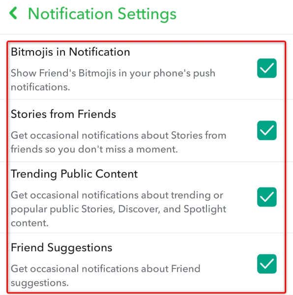 Activate Various Notifications in the Snapchat App image 2