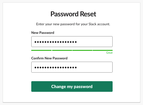 entering your new password