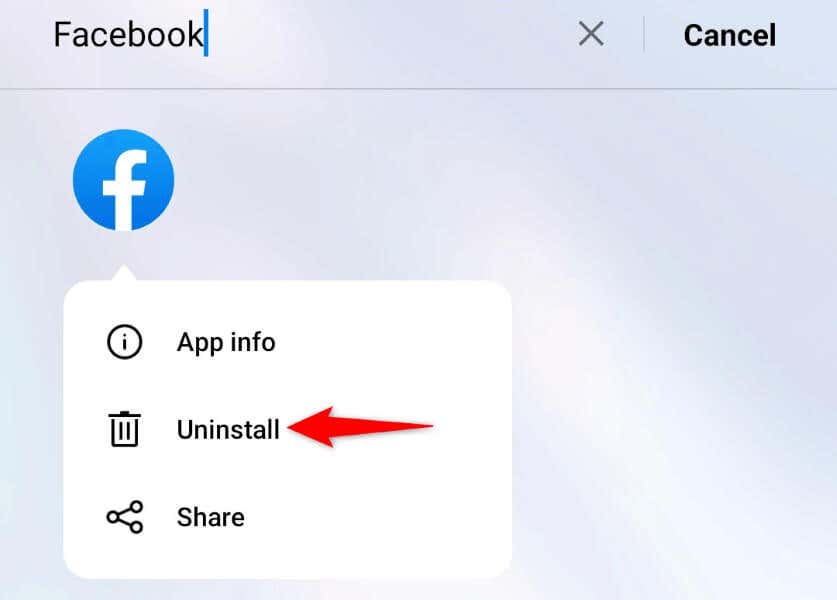 uninstalling facebook on android
