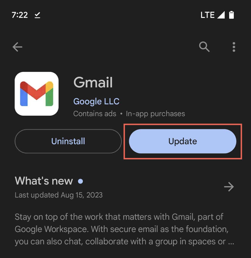 Update the Gmail App to Its Latest Version image