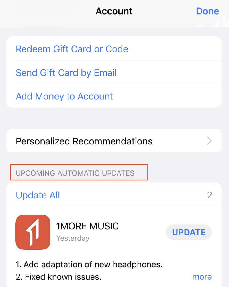 Upcoming automatic updates in App Store