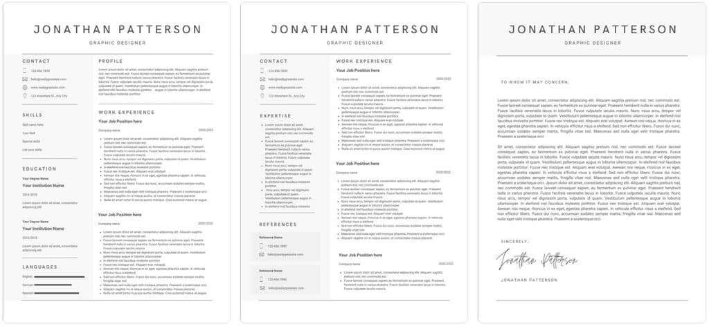 These white and grey canva resume templates are bound to impress