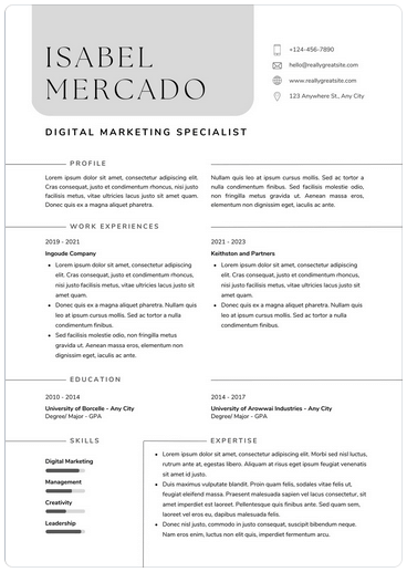 Black and White Minimalist Resume image