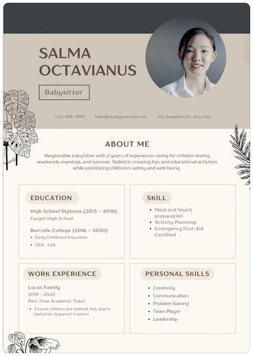 Brown Cream Simple Resume CV image