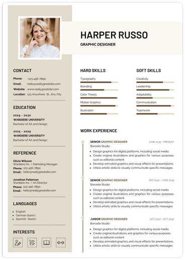 Beige and Brown Modern CV Resume image