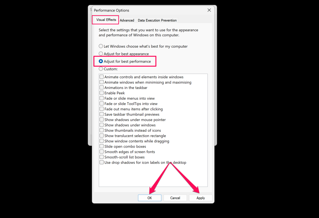 adjust-windows-pc-visual-effects-for-best-performance - Online Tech Tips Steps to adjust visual effects for best performance in Windows