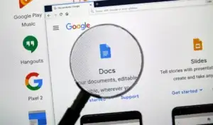Google docs app on laptop screen