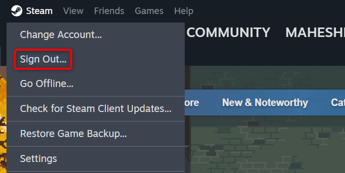 Log Out and Back Into Your Steam Account image