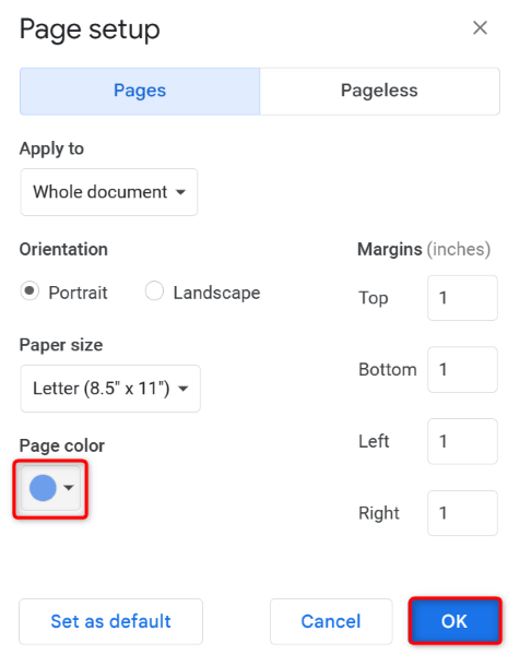 Change Your Google Docs Document’s Page Background Color image
