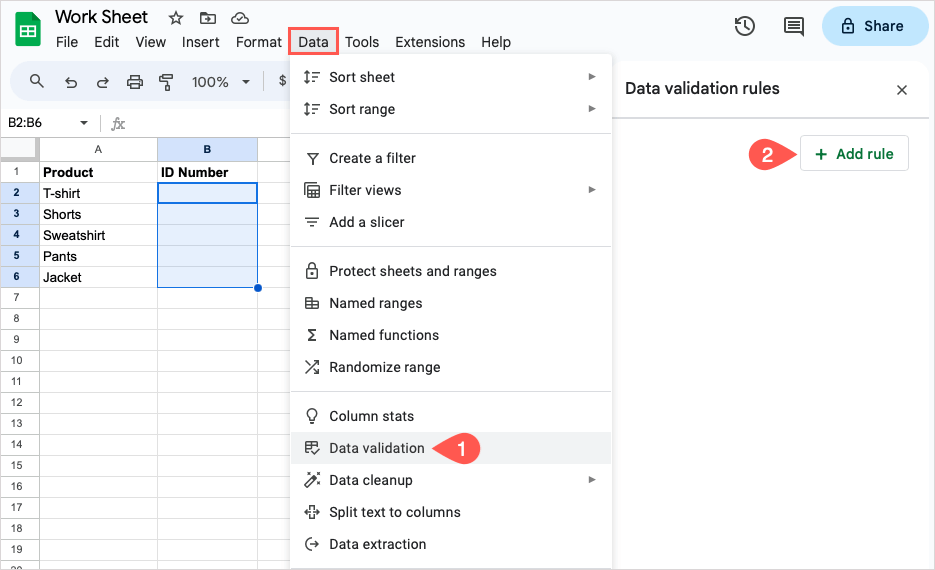 How To Use Data Validation In Google Sheets