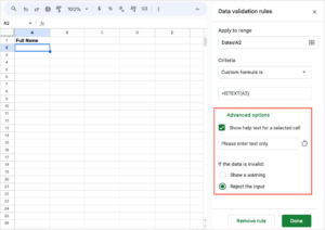 How to Use Data Validation in Google Sheets