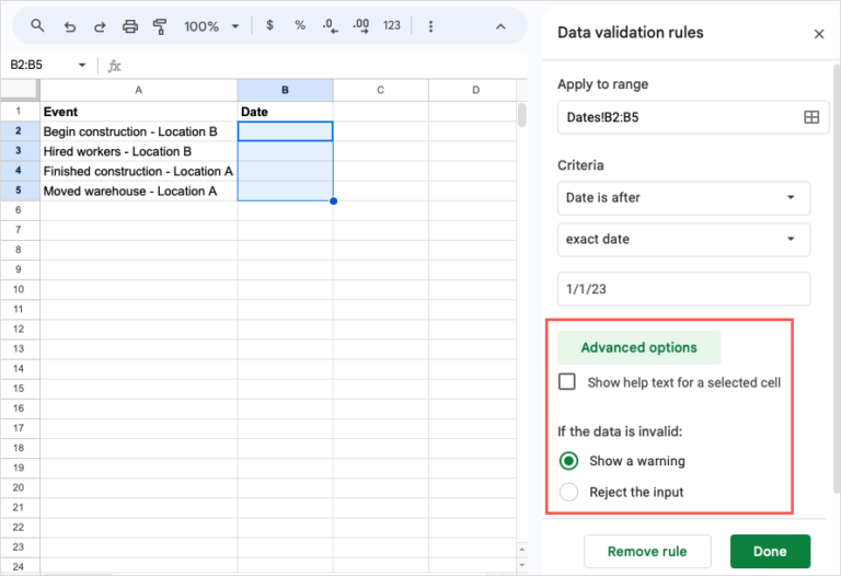How To Use Data Validation In Google Sheets