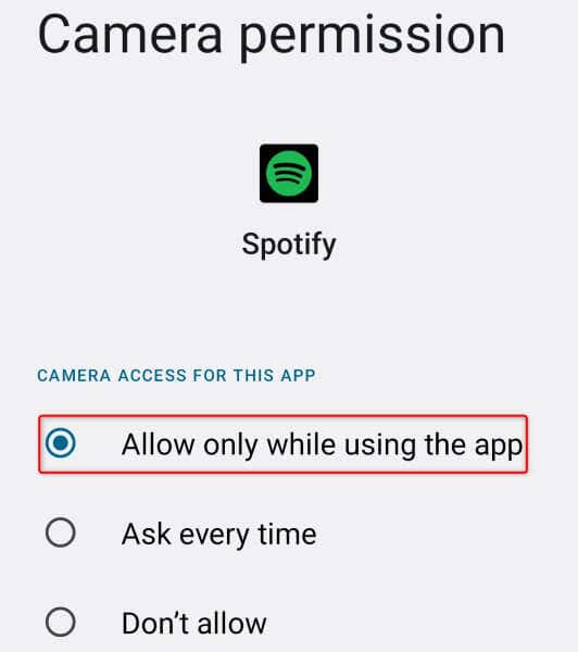 Give Spotify Access to Your Phone’s Camera image