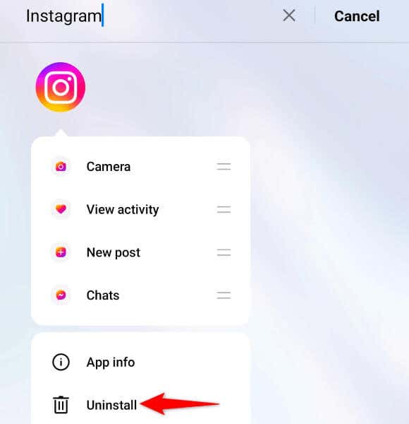Remove and Reinstall Instagram image