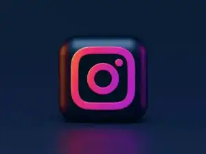 Stylized instagram logo on black background