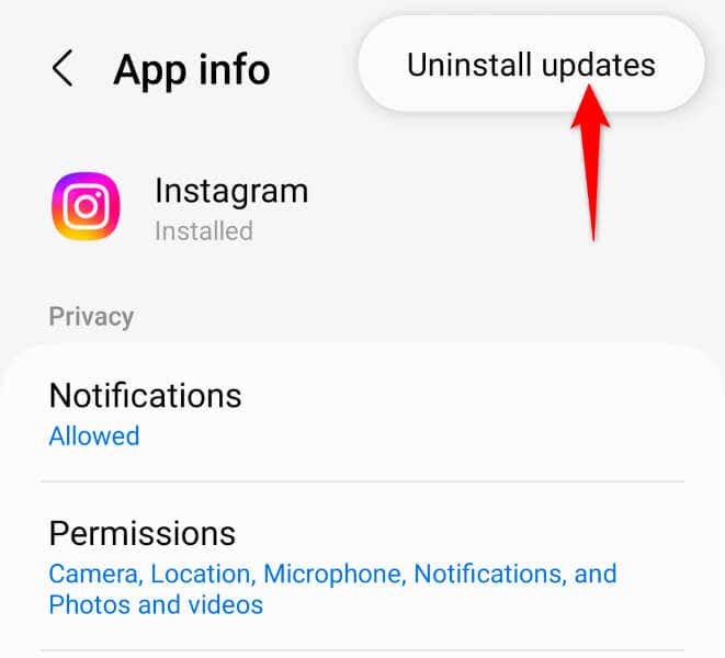 Uninstall Instagram’s App Updates on Android image