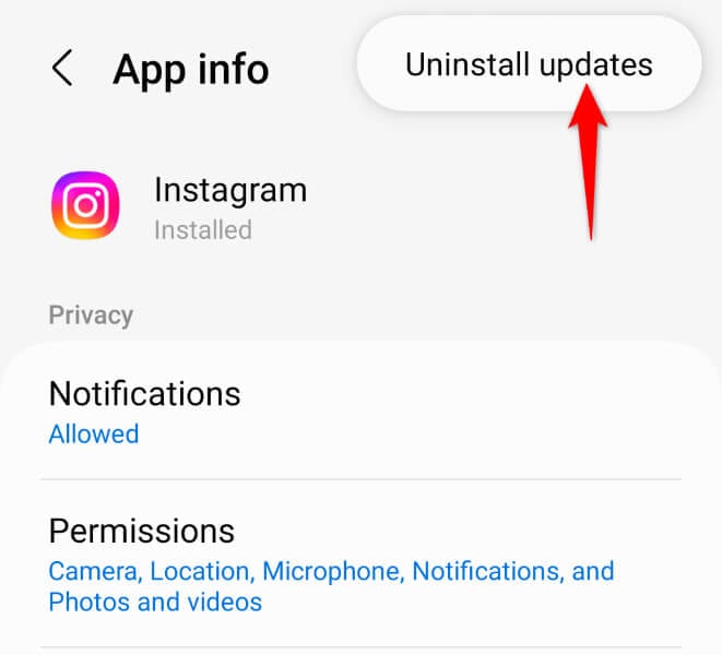 Uninstall Instagram’s App Updates on Android image