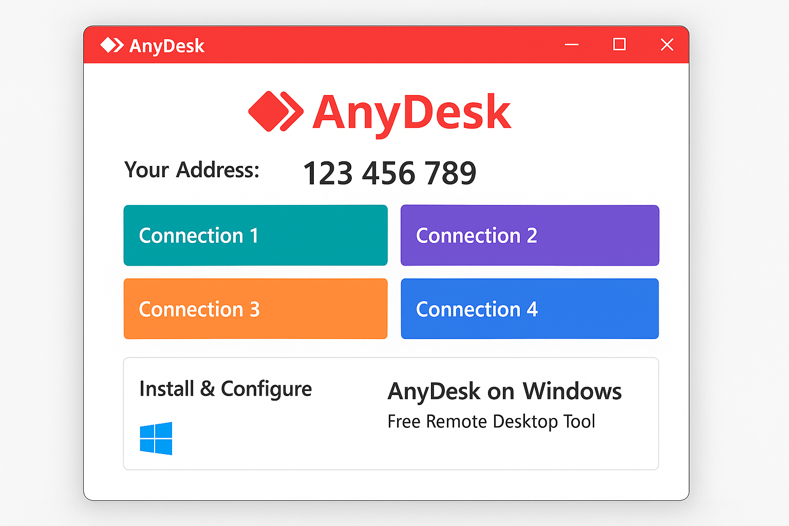 AnyDesk main window showing connection interface and address field