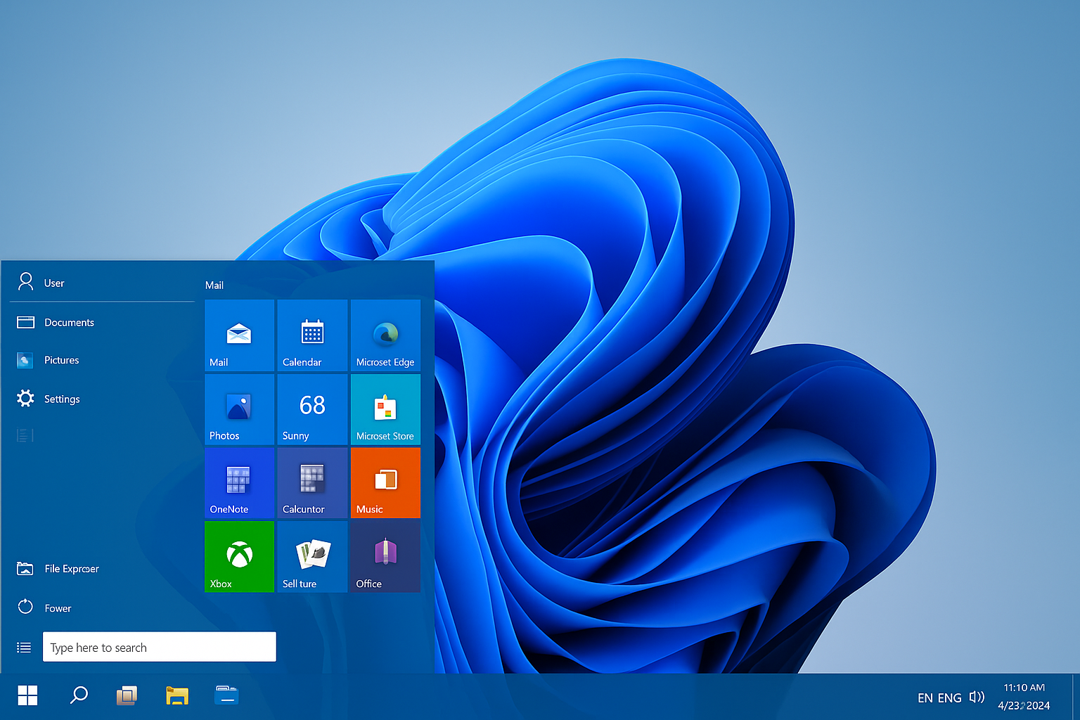 Windows 11 with StartAllBack showing restored Windows 10 style taskbar and Start menu