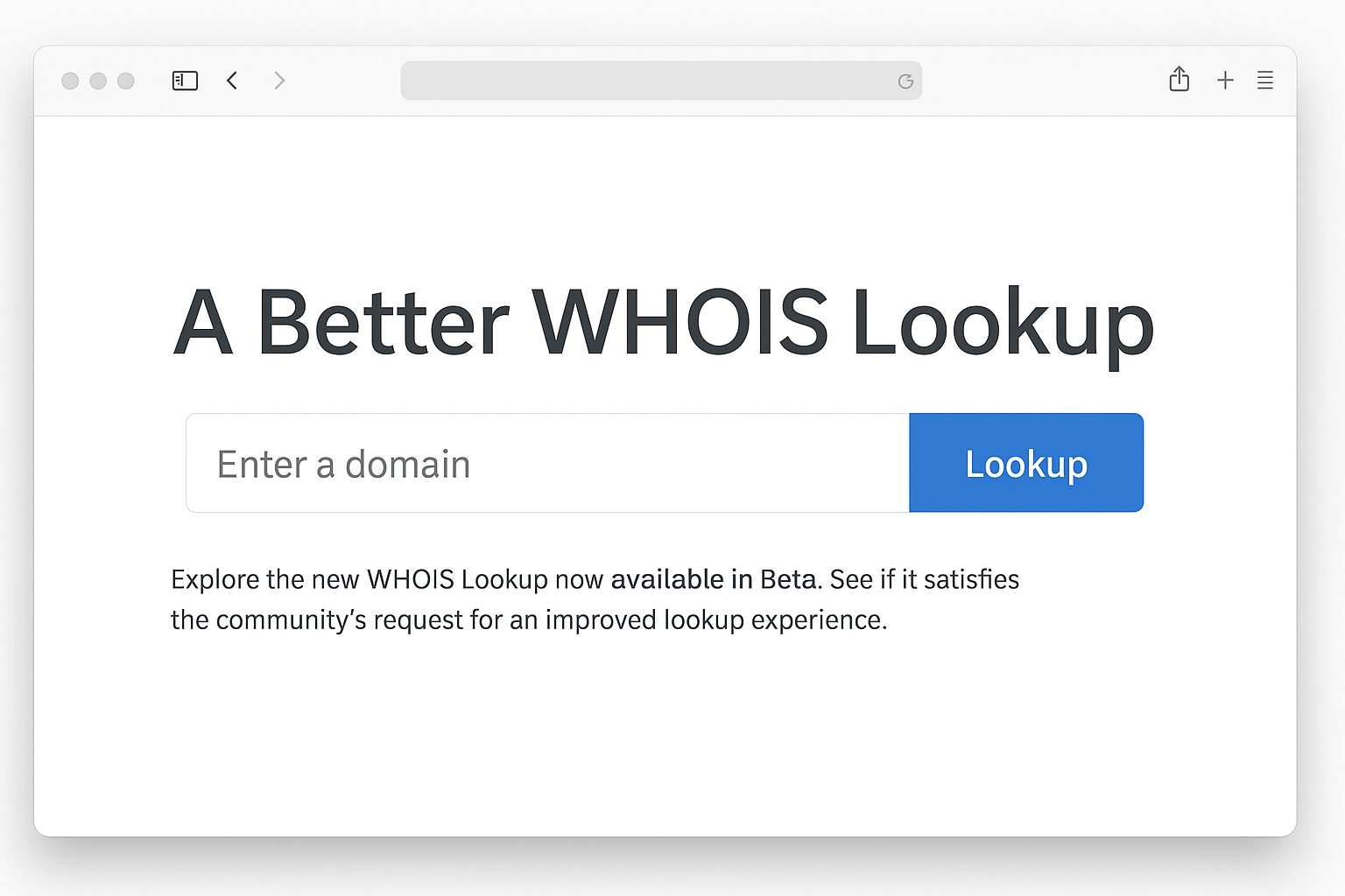 ICANN WHOIS lookup page with search box highlighted