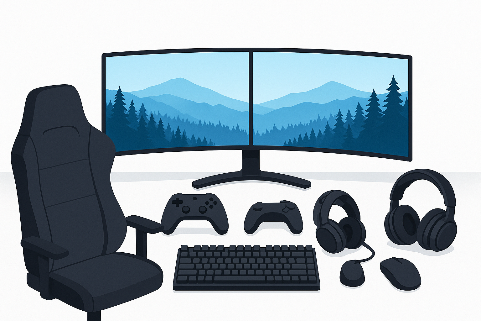 Gaming controller, HDMI cable, and wireless signal icon arranged on modern desk setup