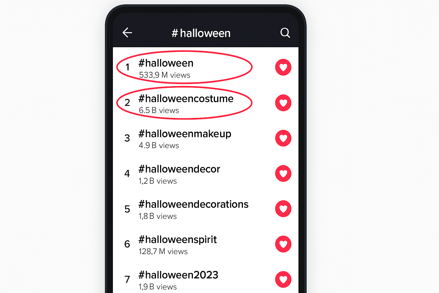 TikTok search results for #TrendingMemes hashtag with recent viral posts visible