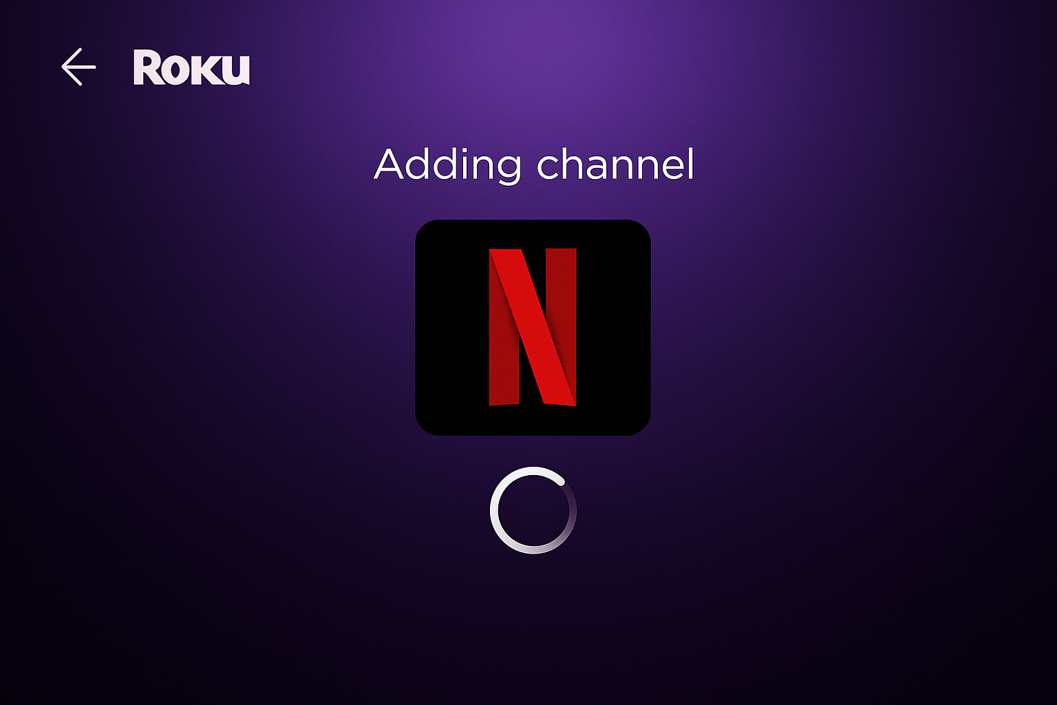 Netflix app installation screen on Roku device showing download progress