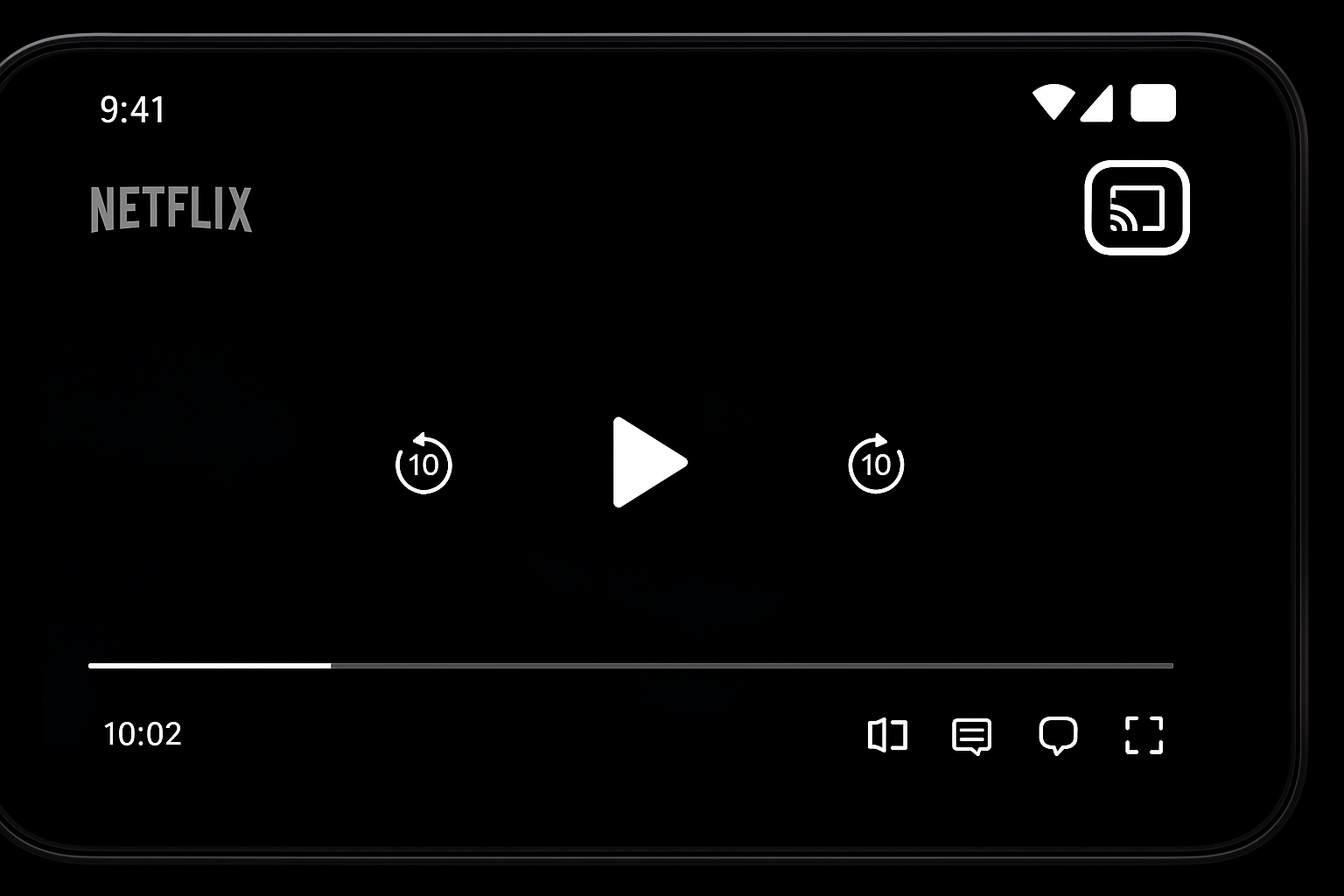 Netflix mobile app showing cast icon in top right corner during video playback
