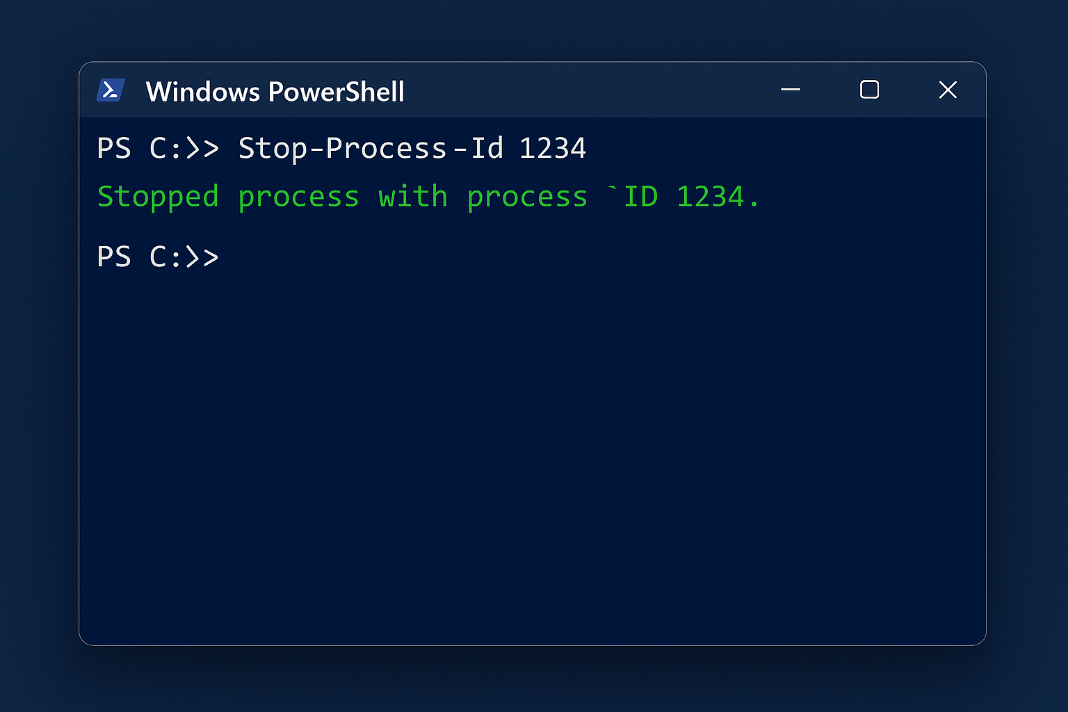 PowerShell executing Stop-Process command with confirmation message