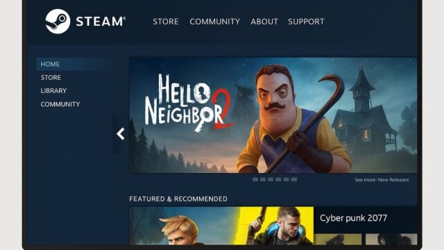 Steam front page on desktop computer - steam