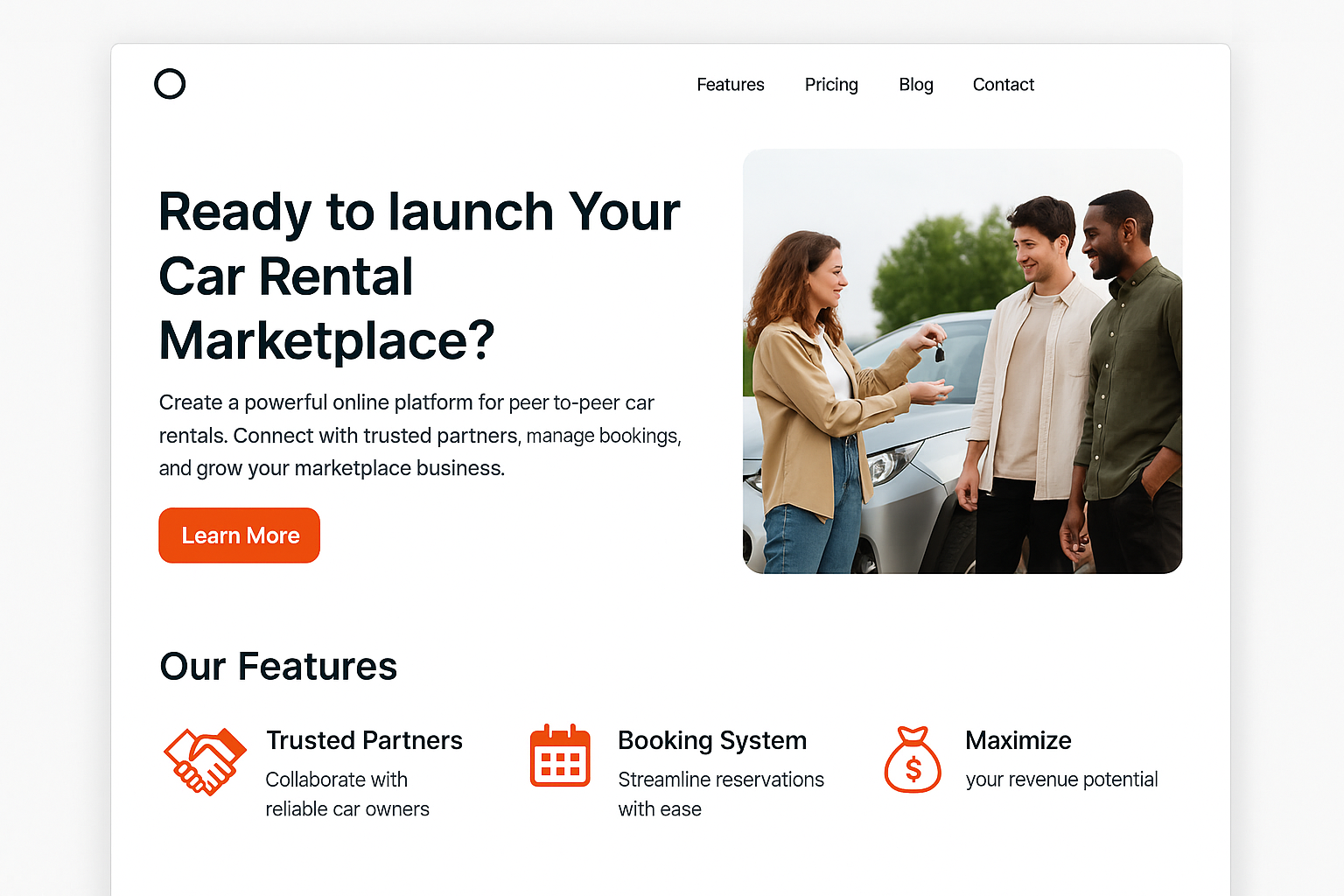 RentID homepage showing car rental marketplace interface and host benefits for 2026