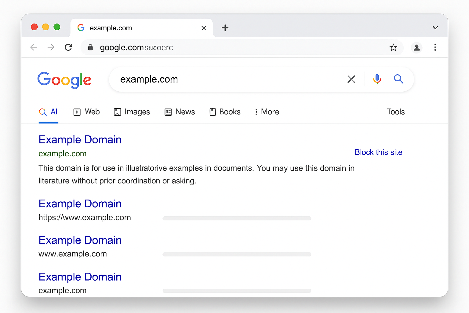 Google search results page with uBlacklist