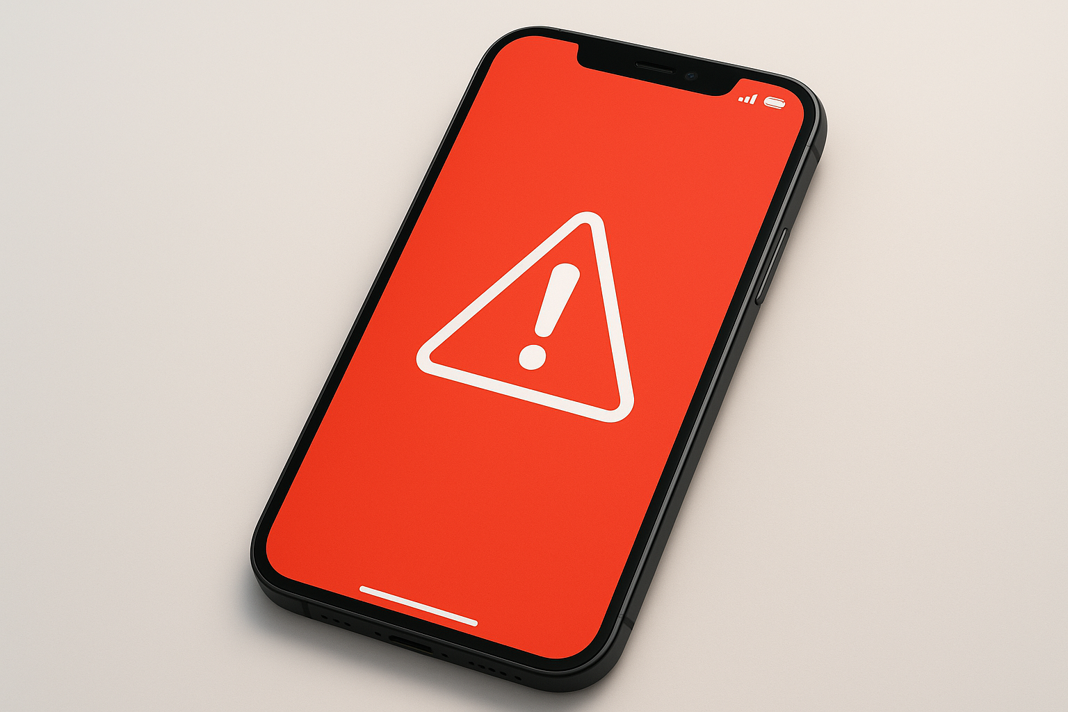Smartphone displaying search results on a webpage with a red block symbol overlay