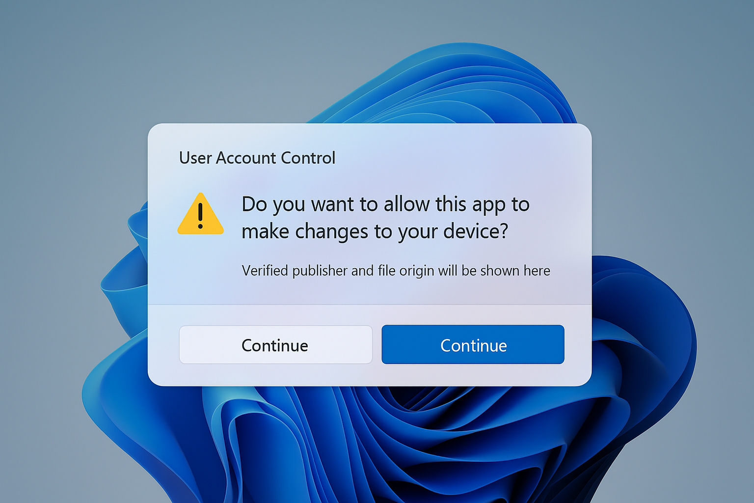 Windows 11 access denied dialog with Continue button highlighted
